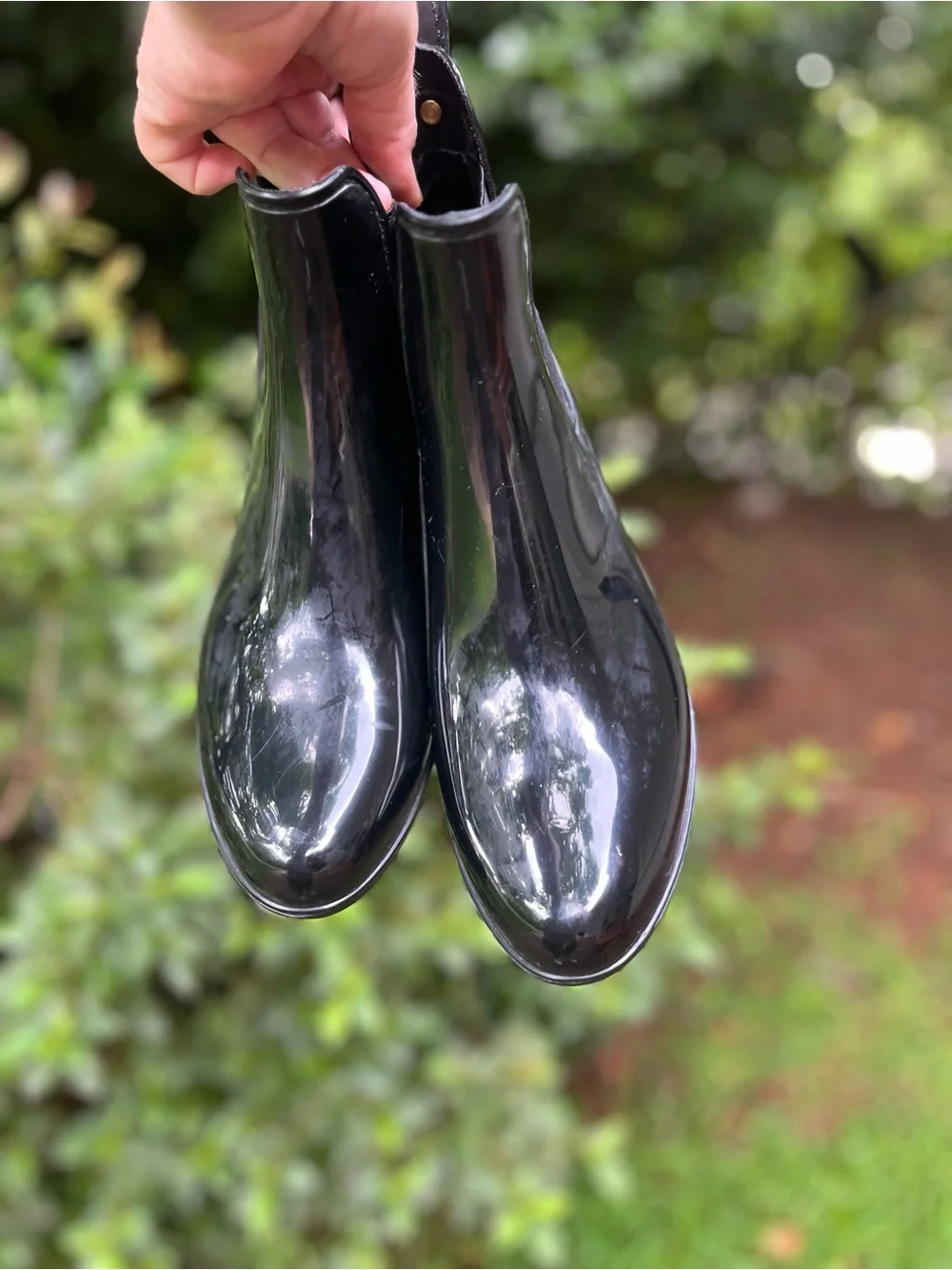 Sam Edelman Black Gloss Chelsea Rain Boots 10